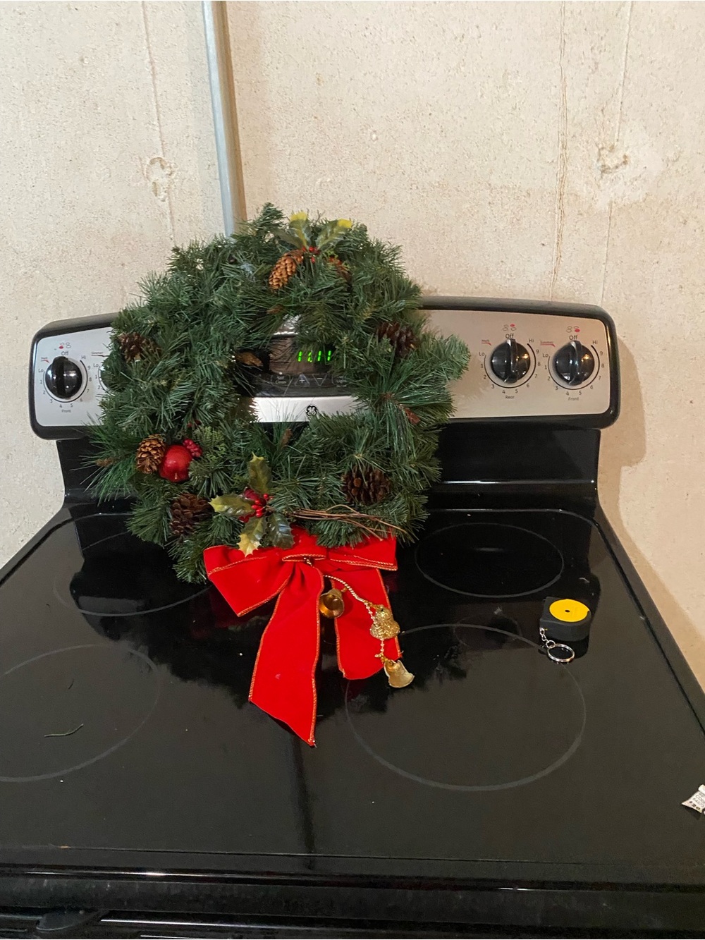 Holiday Pine Wreath with Red Bow